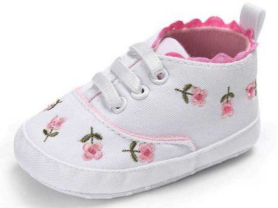 Kid Baby Girl Floral Embroidered Soft Shoes For 0-18 M