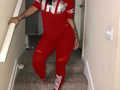Pink Letter Print Tracksuits Women Two Piece Set Spring Plus Size