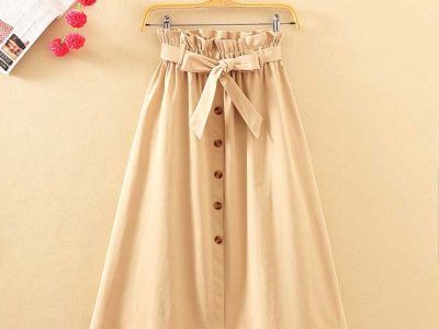 Skirts Womens Korean Elegant Button High Waist Skirt