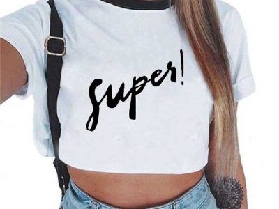 T-Shirt Sexy Casual Tees Cute Cropped Top Summer