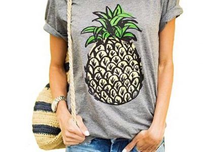 new fashion pineapple printing cheap tshirt o collar short sleeve