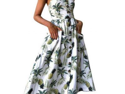 Vintage Sexy Bohemian Floral Tunic Beach Dress Sundress Pocket