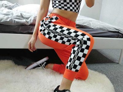 Women Checkerboard Trouser Loose Plaid Pencil Pants