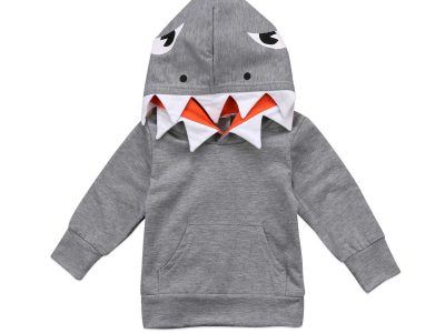 Baby Boys Gray Shark Hooded Outerwear