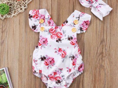 Baby Girl Romper Headband Jumpsuits Outfit 0 to 24M