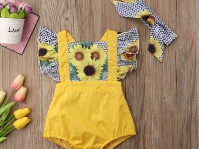 Baby Girls Sunflower Clothing Ruffles Romper
