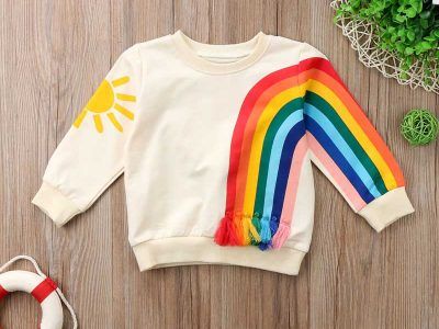 Kids Baby Fashion Rainbow Sun Print Sweatshirt