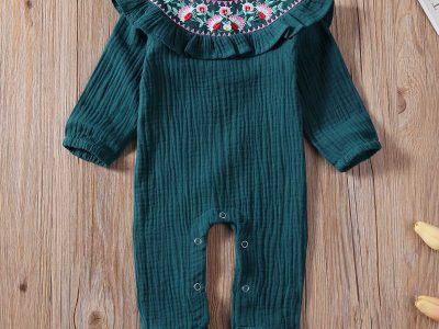 Kids Baby Girl Clothes Floral Embroidery Romper