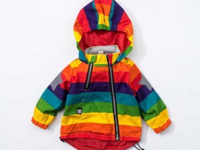 Kids Baby Jacket Hooded Rainbow Stripe For 2Y
