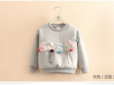 Kids Baby Long Sleeve Letter Ball Pearl Sweater
