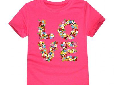 Kids Boys Girls Flower Love T Shirt For 2 to 14 Years